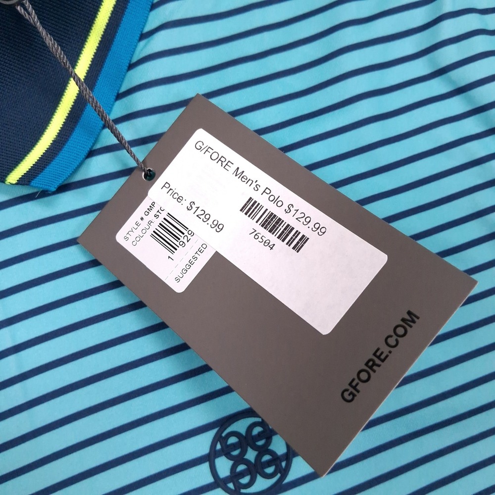 NEW $120 G/FORE Golf Polo Shirt Mens M Blue Sky Stripe Skull Tees 3D Tech Jersey - Picture 10 of 13